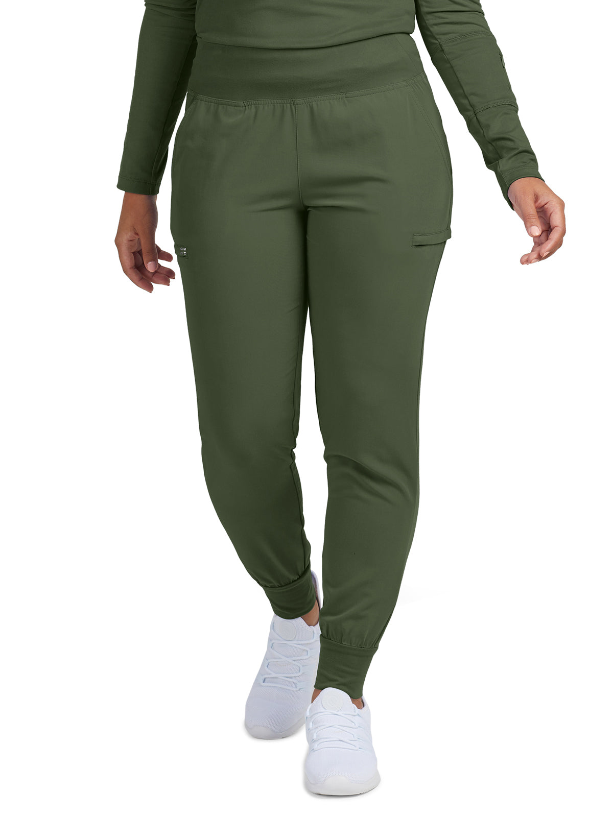 Women's 6-Pocket High-Rise Knit Elastic Waist Jogger Scrub Pant