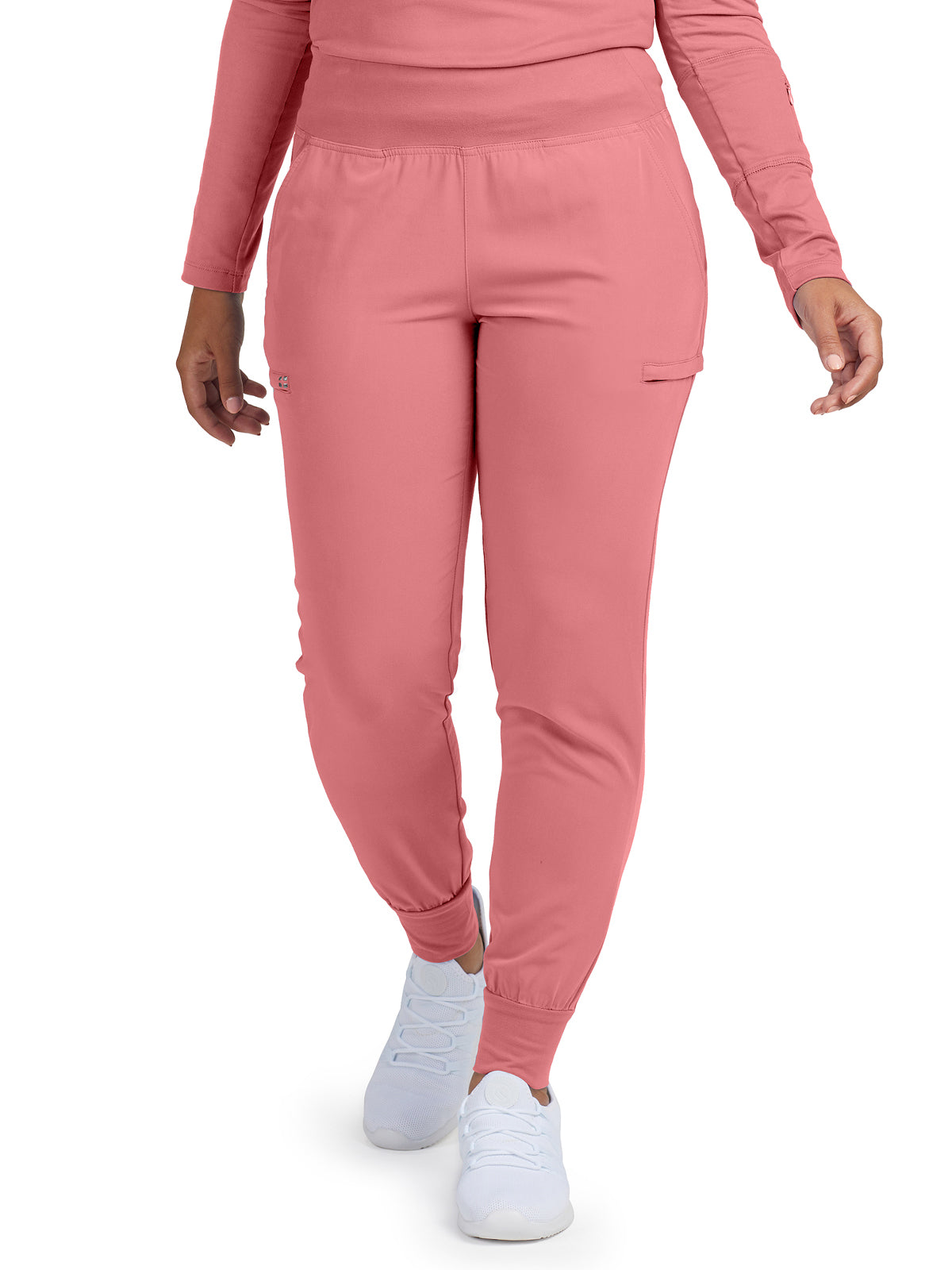 Women's 6-Pocket High-Rise Knit Elastic Waist Jogger Scrub Pant