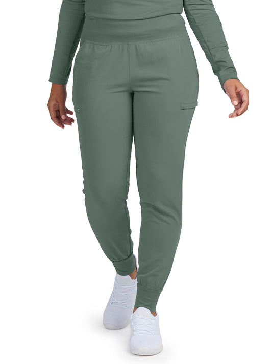 Women's 6-Pocket High-Rise Knit Elastic Waist Jogger Scrub Pant