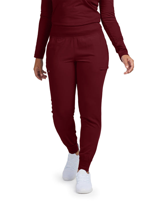 Women's 6-Pocket High-Rise Knit Elastic Waist Jogger Scrub Pant