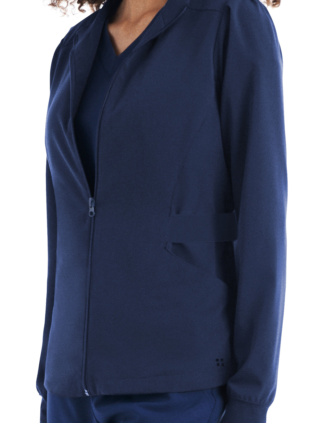 Women's 2-Pocket Mock Neck Zip-Front Scrub Jacket