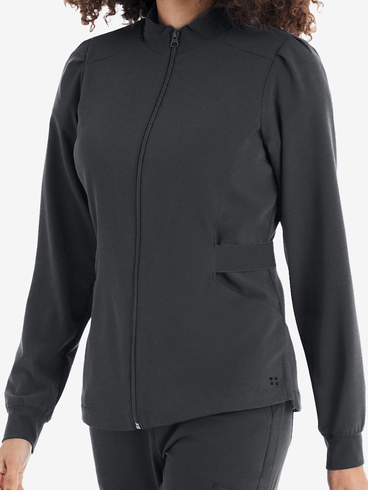 Women's 2-Pocket Mock Neck Zip-Front Scrub Jacket