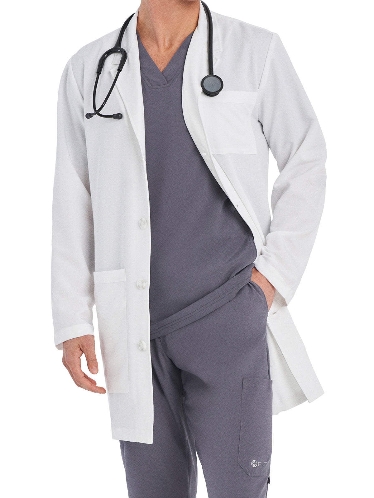 Men's Five-Pocket 38" Full-Length Tablet Lab Coat