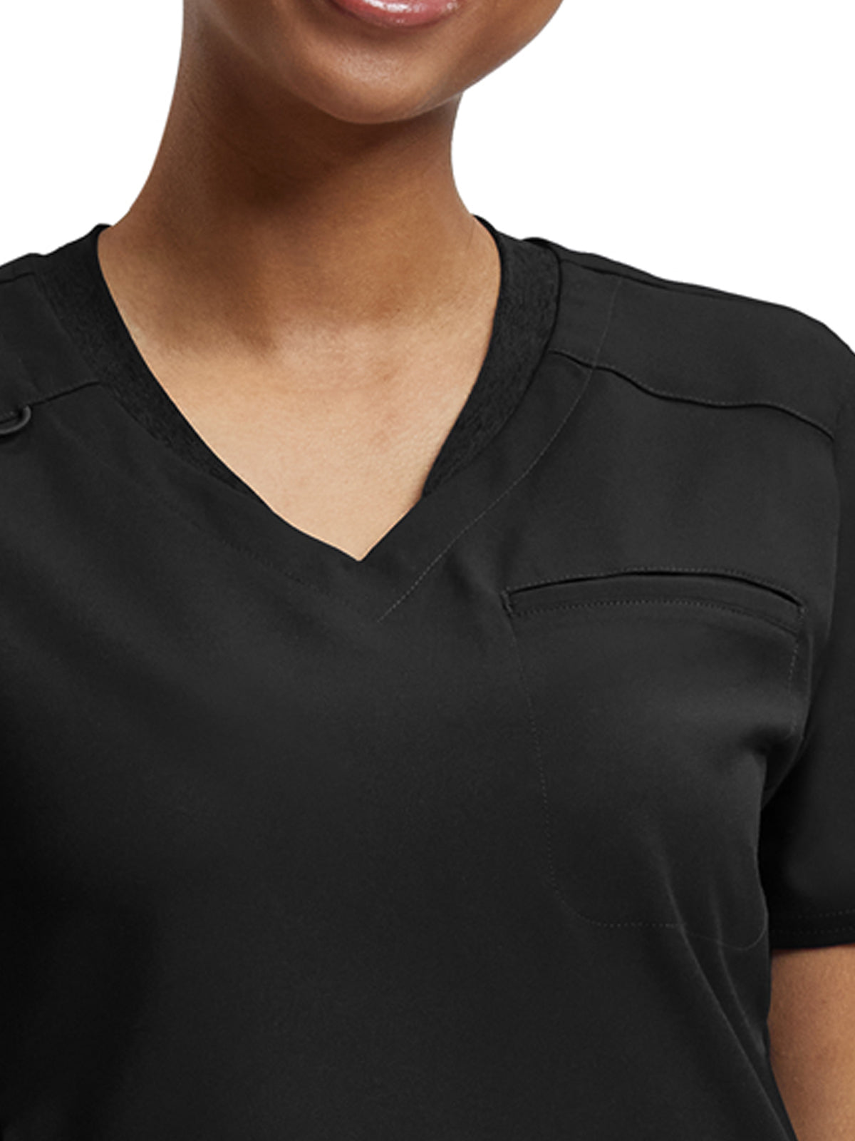 Women's Knit Collar V-Neck Scrub Top