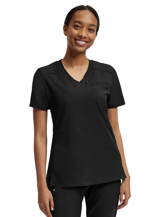 Women's Knit Collar V-Neck Scrub Top