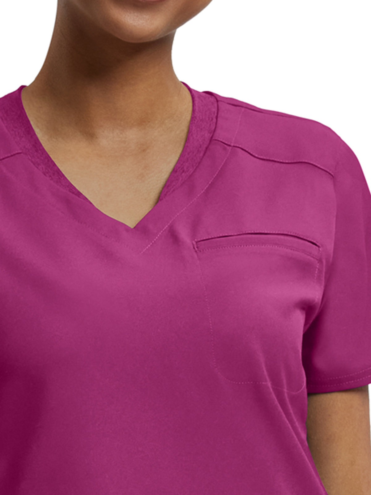 Women's Knit Collar V-Neck Scrub Top