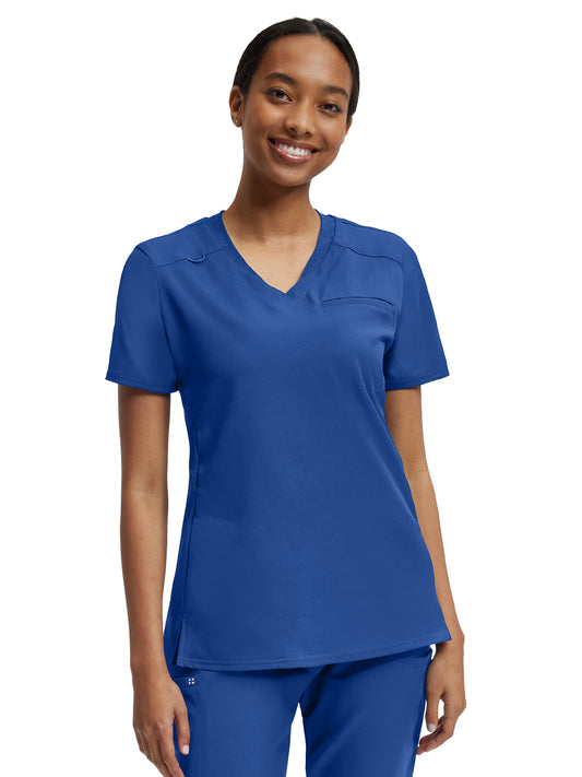 Women's Knit Collar V-Neck Scrub Top