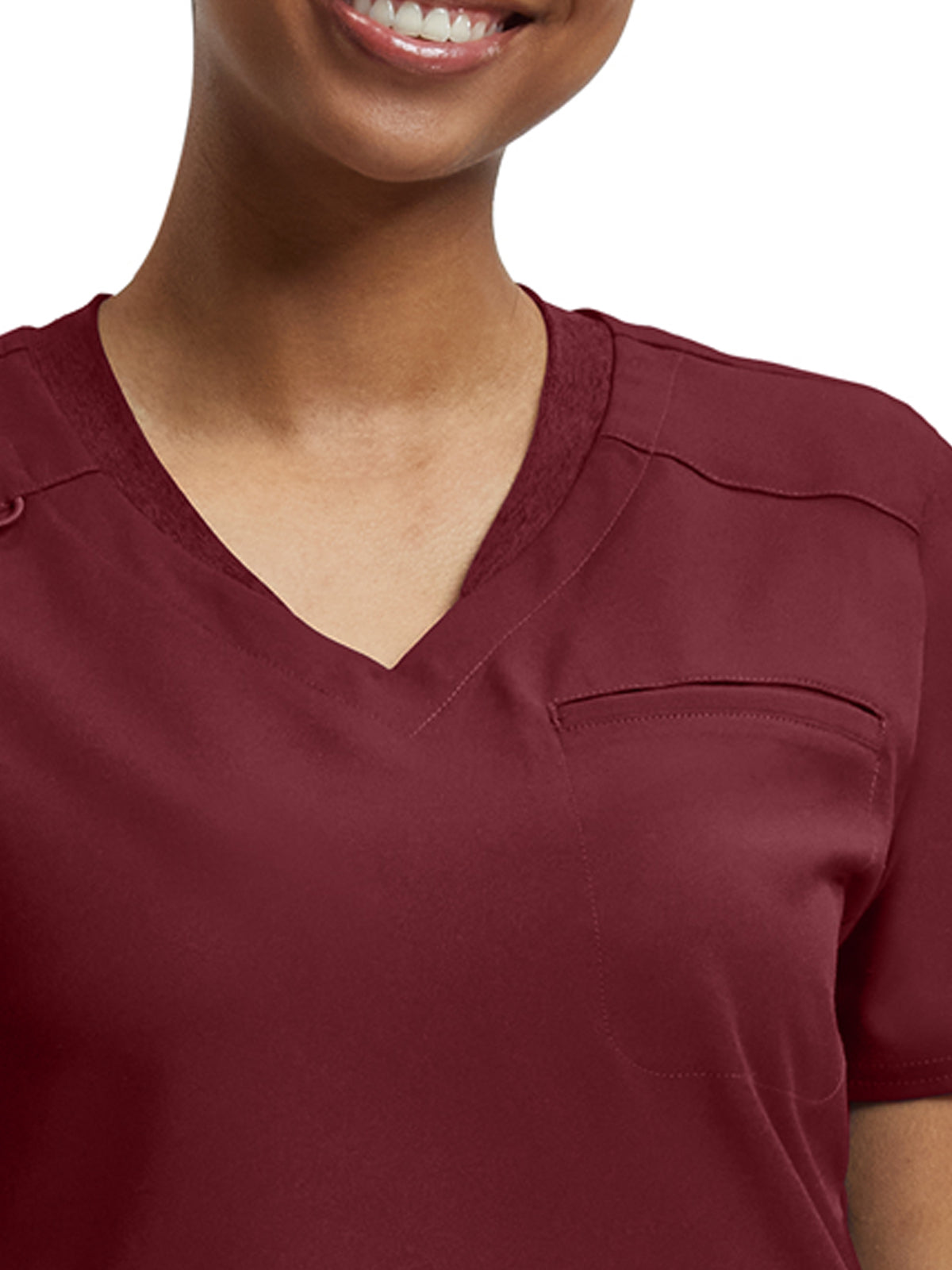 Women's Knit Collar V-Neck Scrub Top