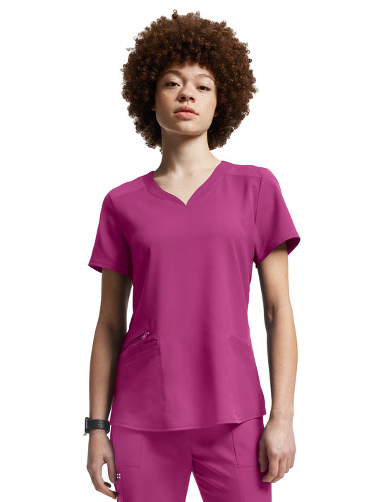 Women's Curved V-Neckline Scrub Top