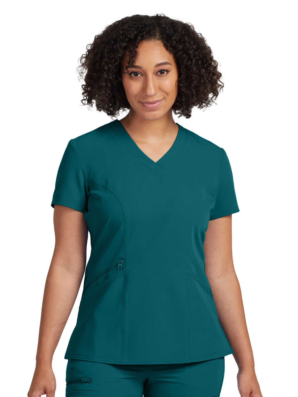 Women's 3-Pocket Princess Seams V-Neck Scrub Top