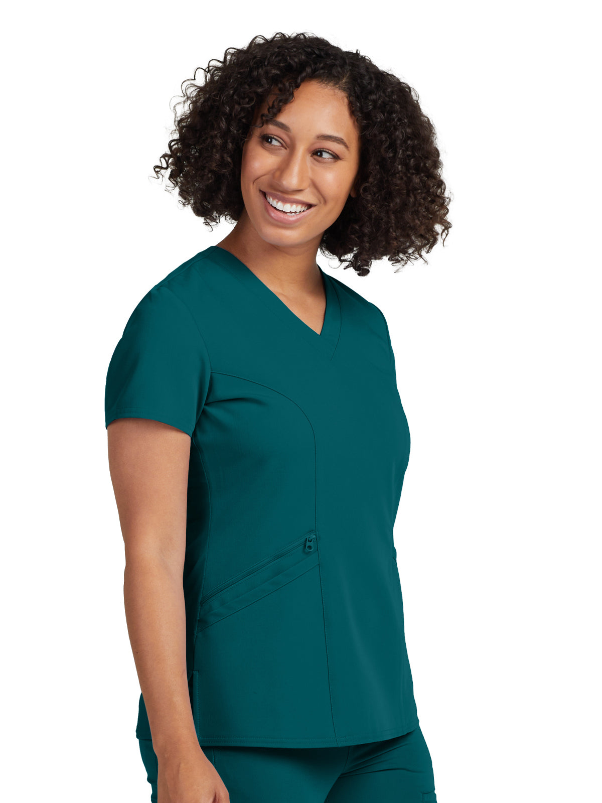 Women's 3-Pocket Princess Seams V-Neck Scrub Top