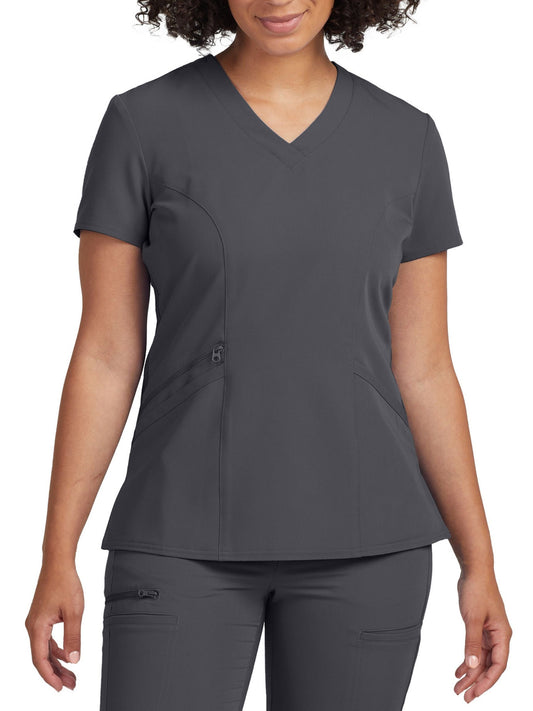 Women's 3-Pocket Princess Seams V-Neck Scrub Top