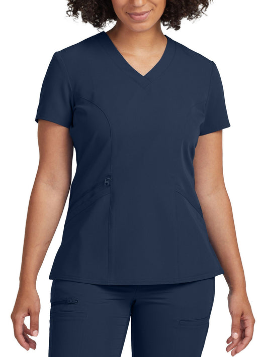 Women's 3-Pocket Princess Seams V-Neck Top