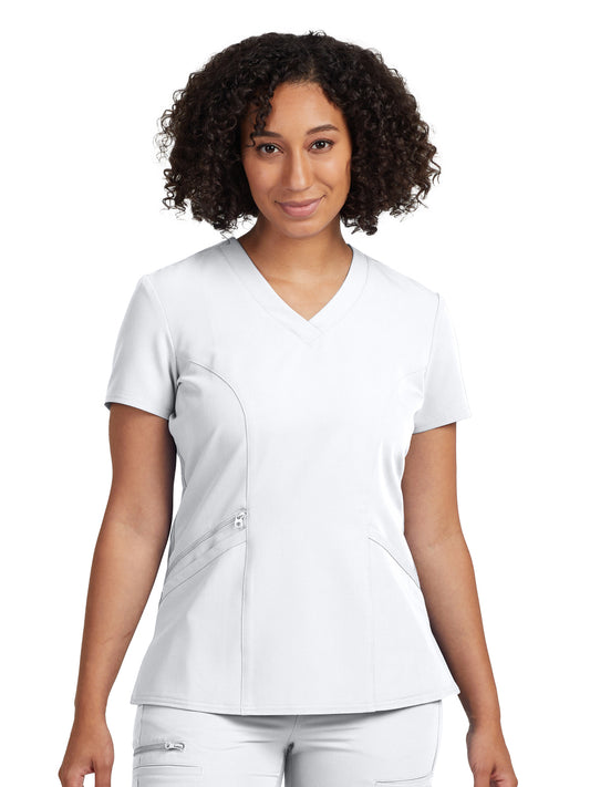 Women's 3-Pocket Princess Seams V-Neck Top