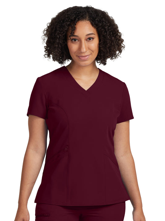 Women's 3-Pocket Princess Seams V-Neck Top