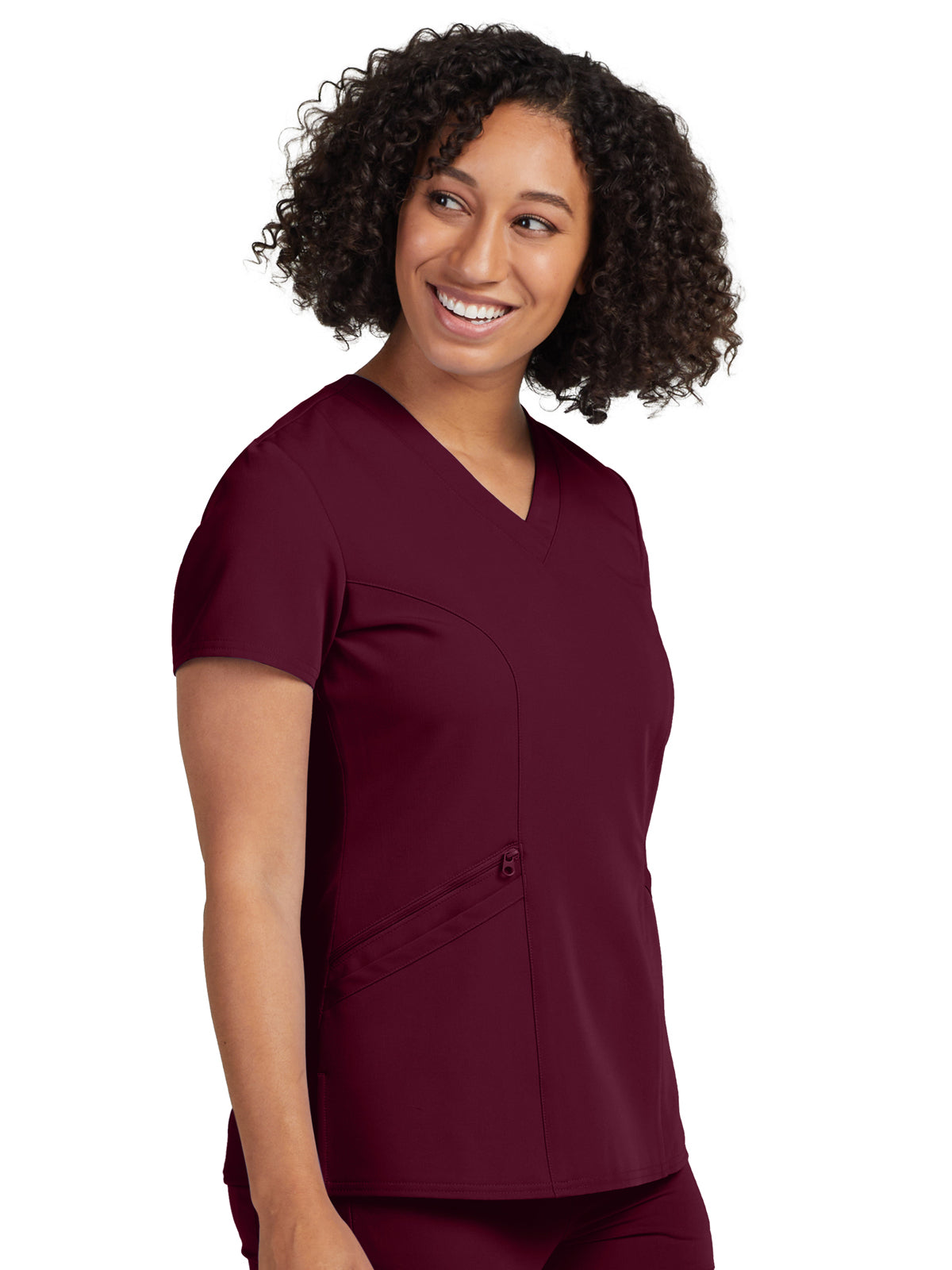 Women's 3-Pocket Princess Seams V-Neck Scrub Top