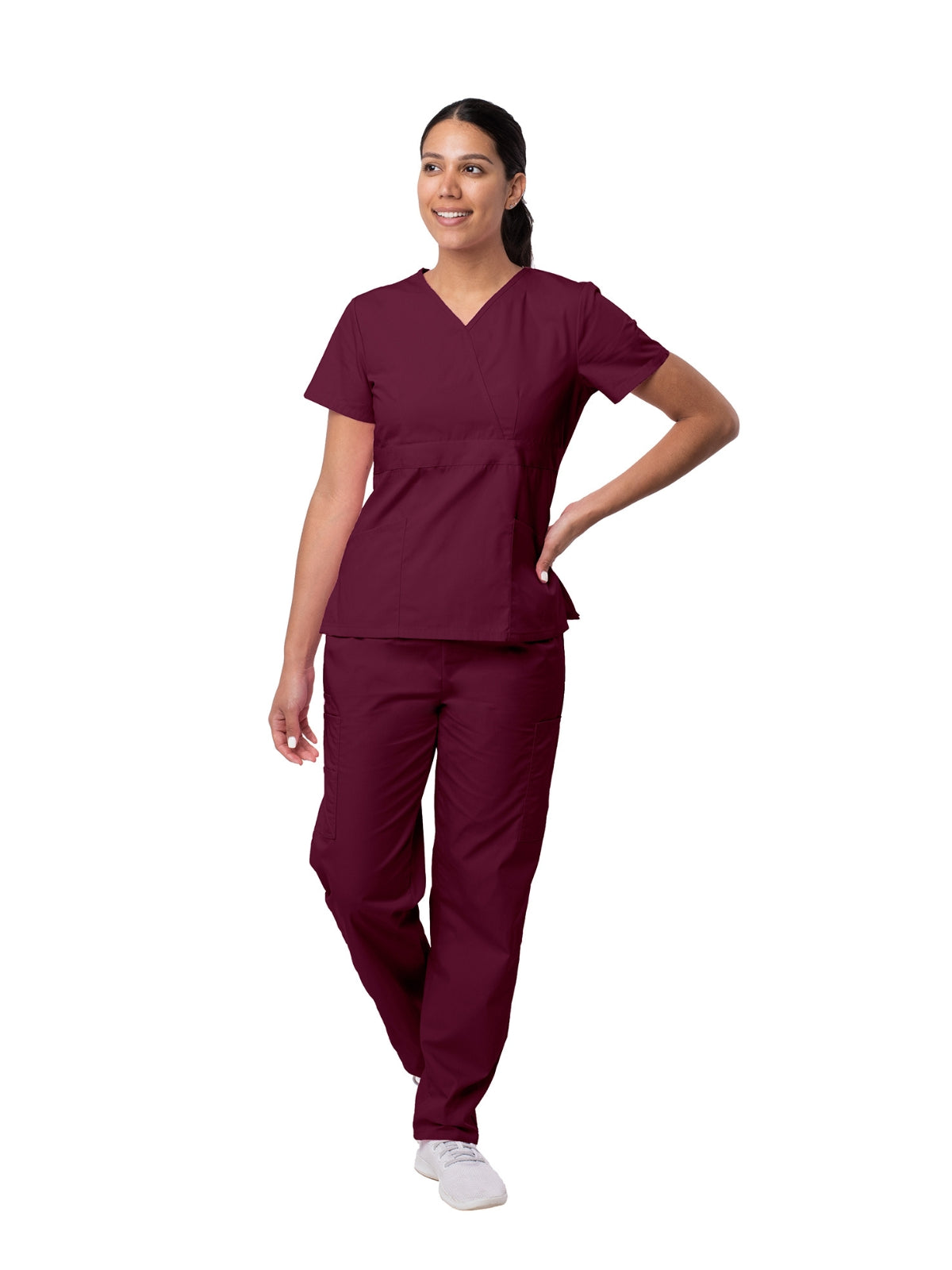 Women's Mock Wrap Top Cargo Pant Scrub Set