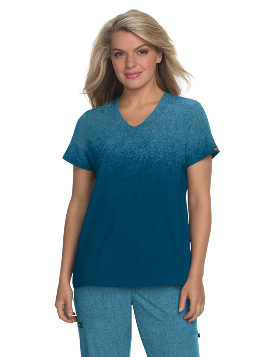 Women's 2-Pocket Contrast Stitching V-Neck Cali Top