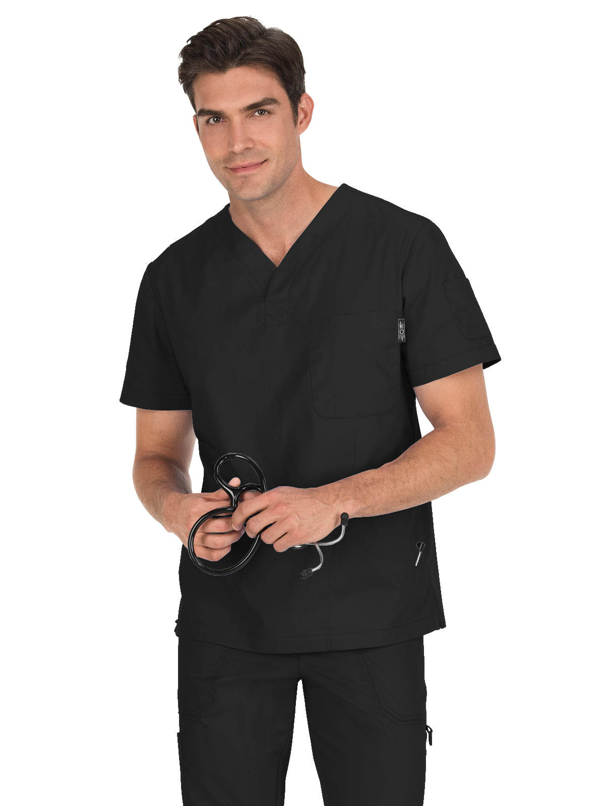 Men's Henley Neck Scrub Top