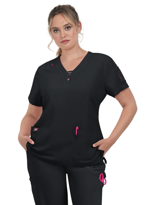 Women's 3-Pocket Striped Trim Kennedia Scrub Top