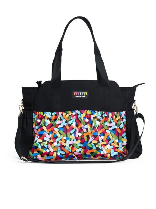 Nurse Printed Lining with Crossbody Strap Tote Bag