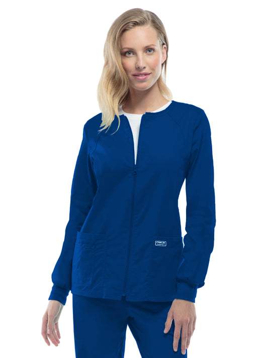 Women's 3-Pocket Zip Front Scrub Jacket