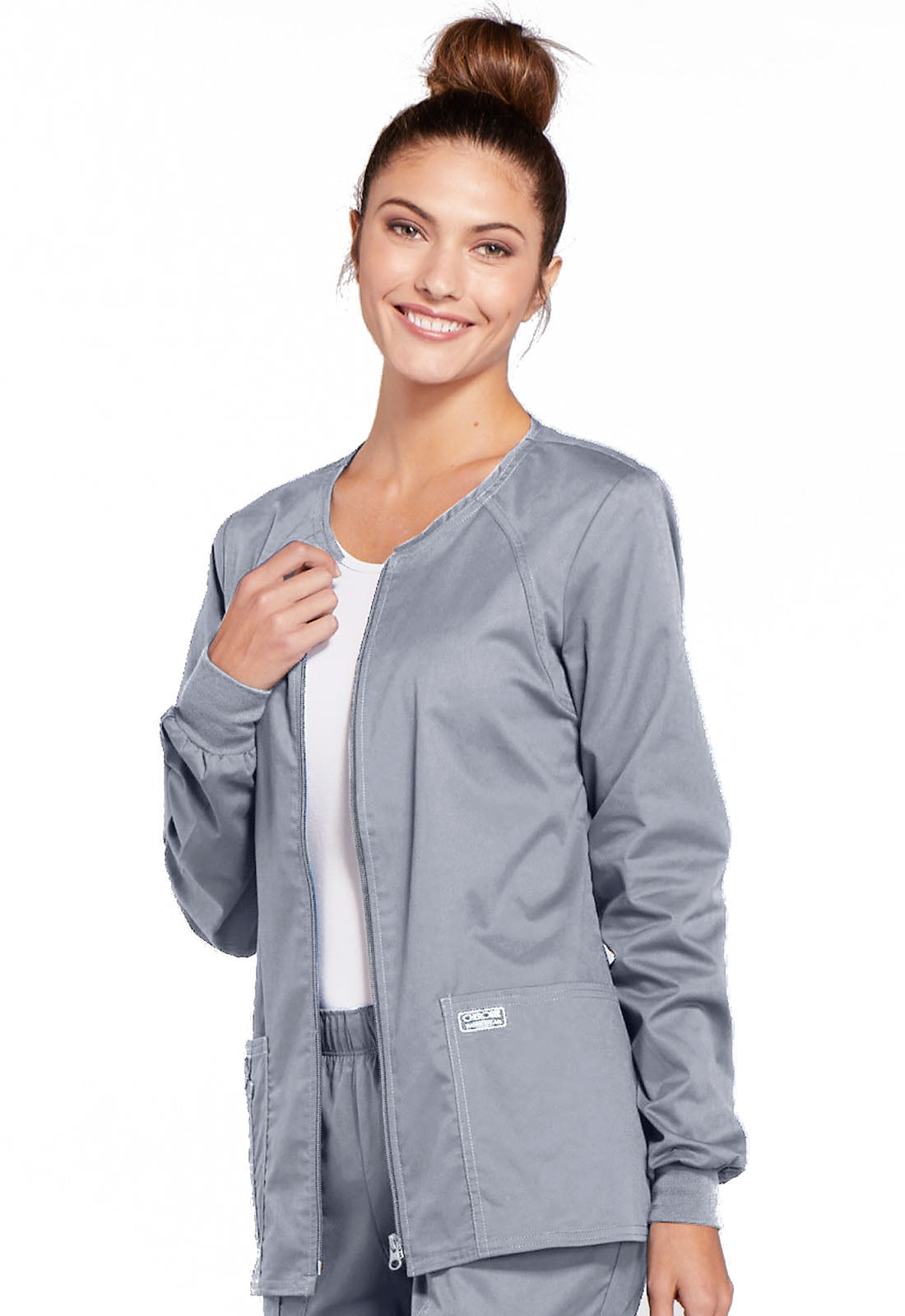 Women's 3-Pocket Zip Front Scrub Jacket