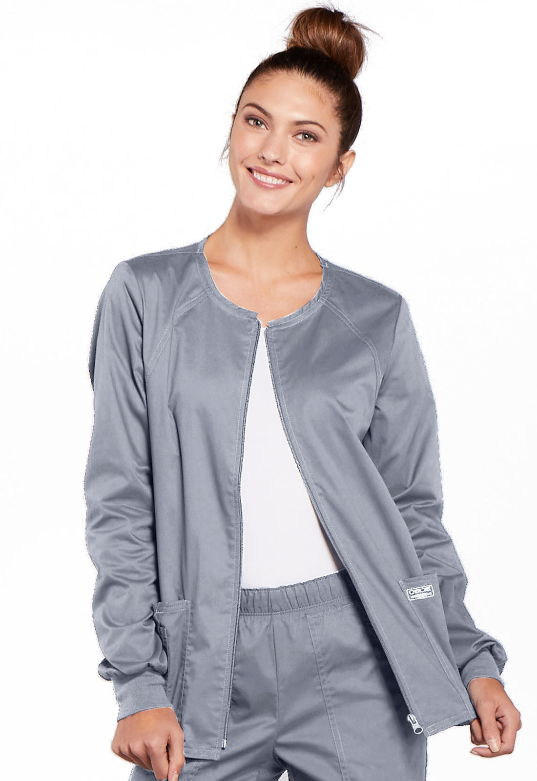 Women's 3-Pocket Zip Front Scrub Jacket