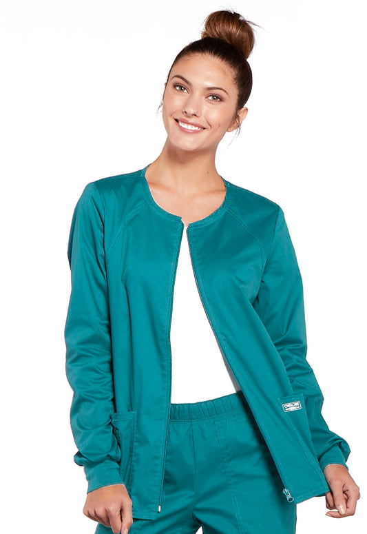 Women's 3-Pocket Zip Front Scrub Jacket