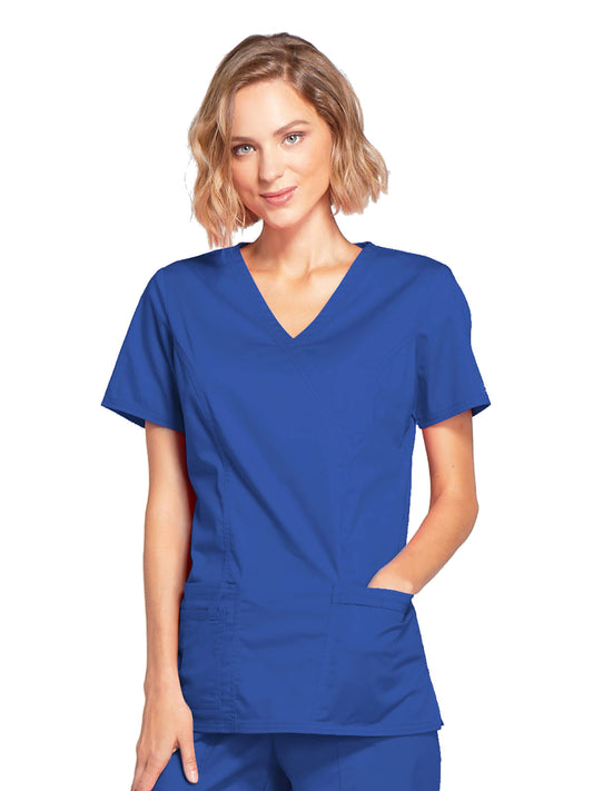 Women's 3-Pocket Mock Wrap Scrub Top