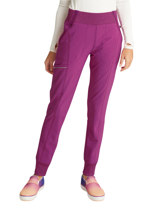 Rib-knit Elastic Waistband and Leg Mid Rise Jogger Pant