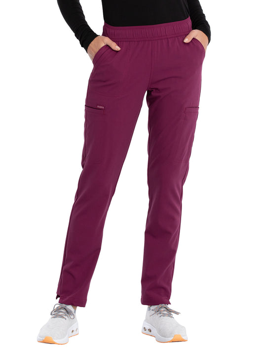 Women's Mid Rise Tapered Leg Elastic Waistband Drawstring Pant