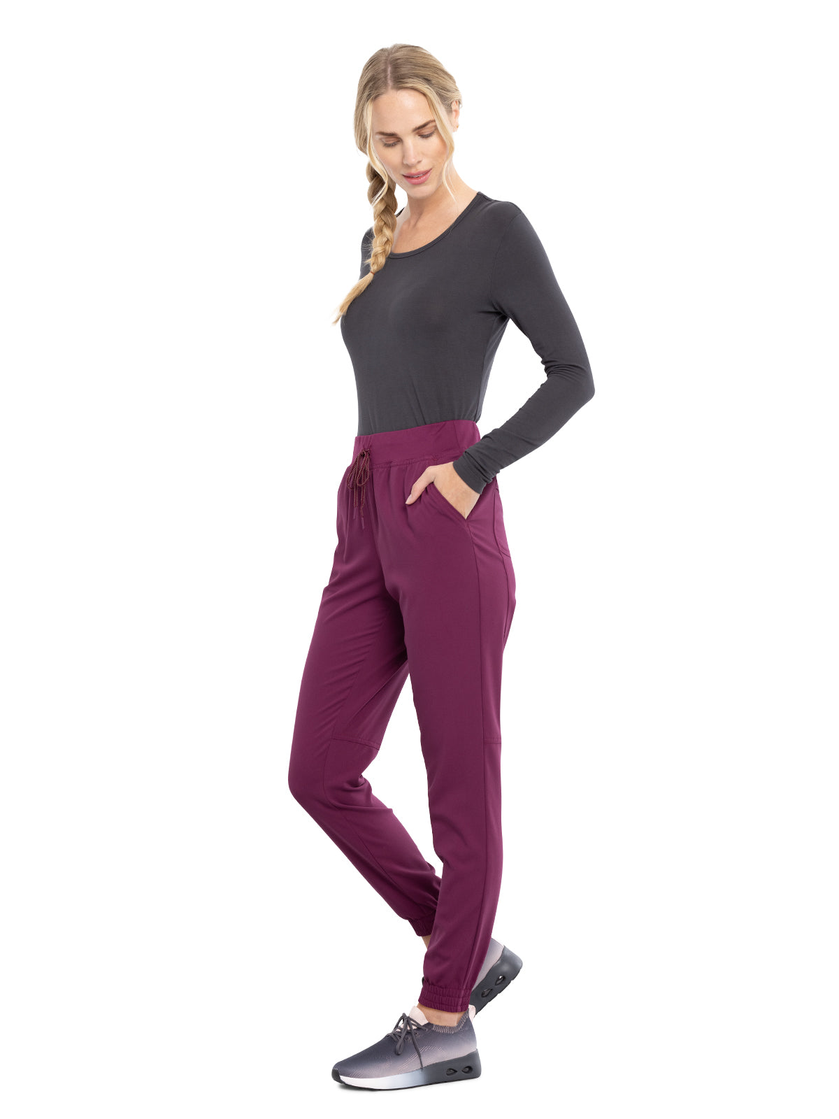 Women's Tonal Knit Waistband Mid Rise Jogger Pant