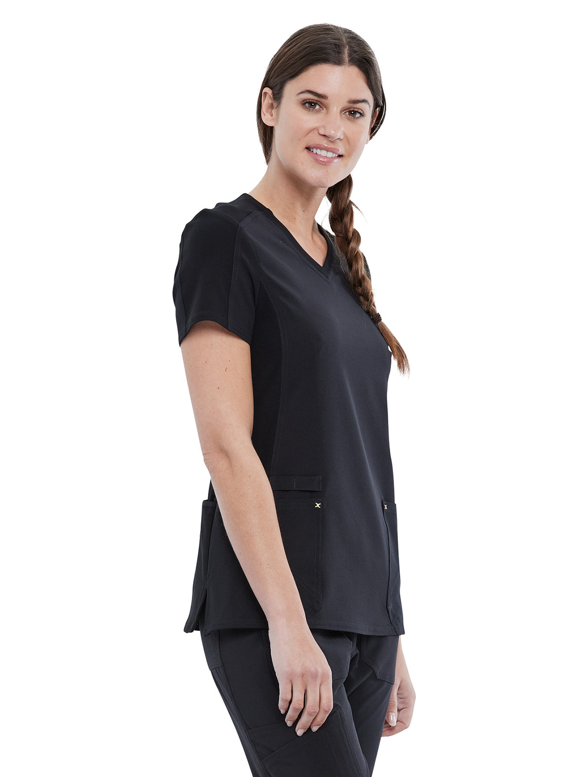 Women's 4-Pocket nitted V-Neck Scrub Top