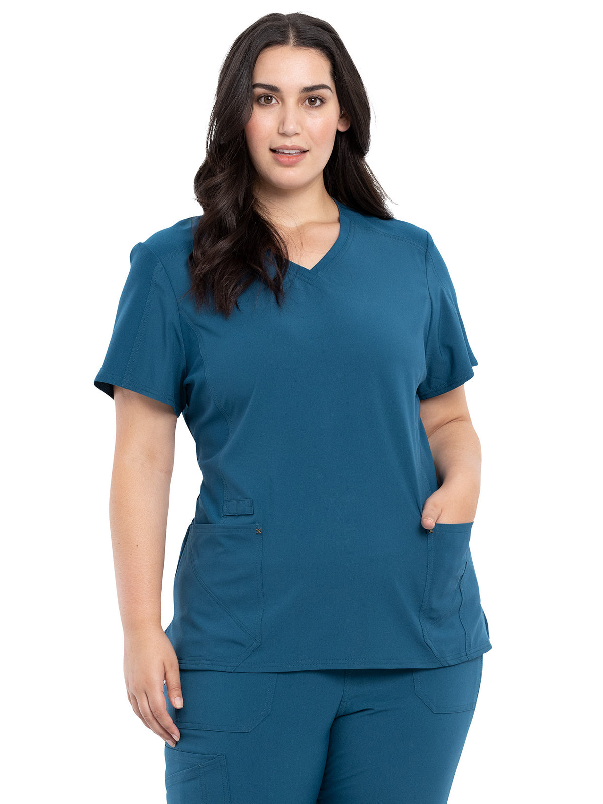 Women's 4-Pocket nitted V-Neck Scrub Top