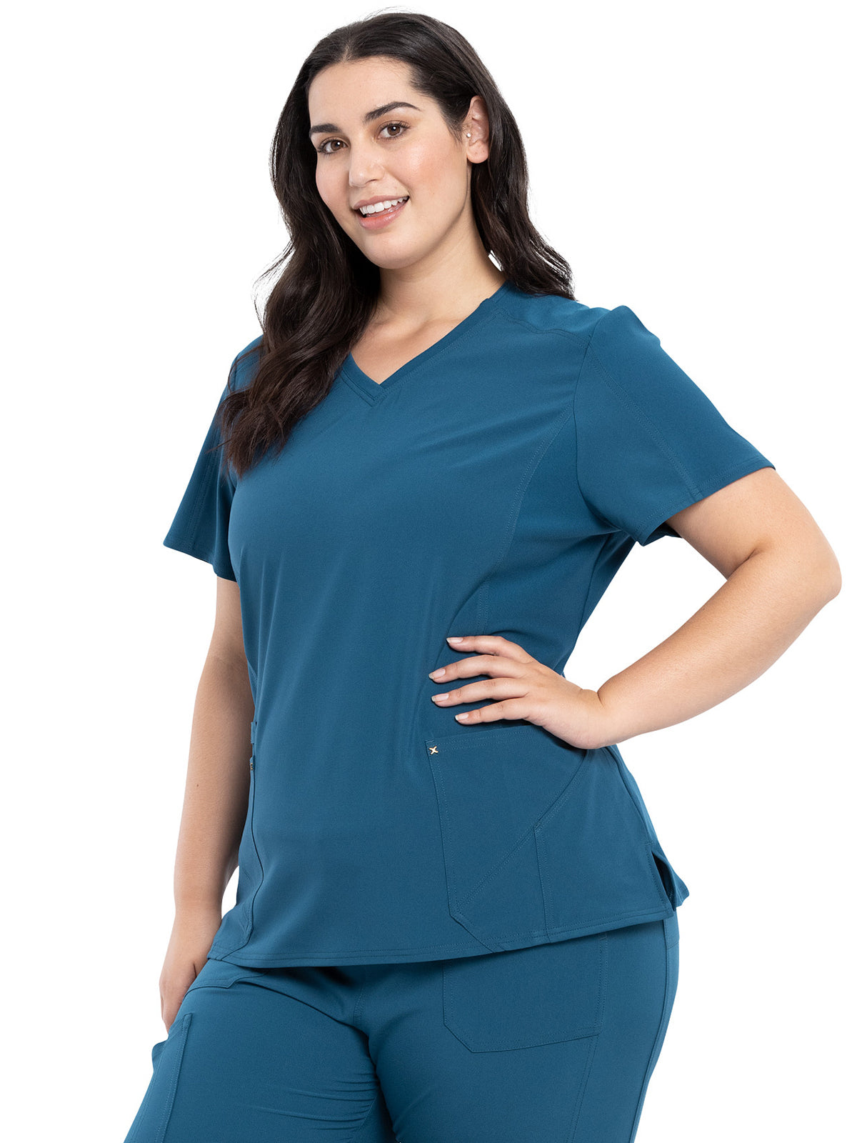 Women's 4-Pocket nitted V-Neck Scrub Top