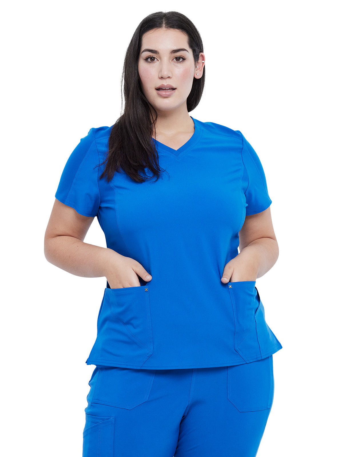 Women's 4-Pocket nitted V-Neck Scrub Top