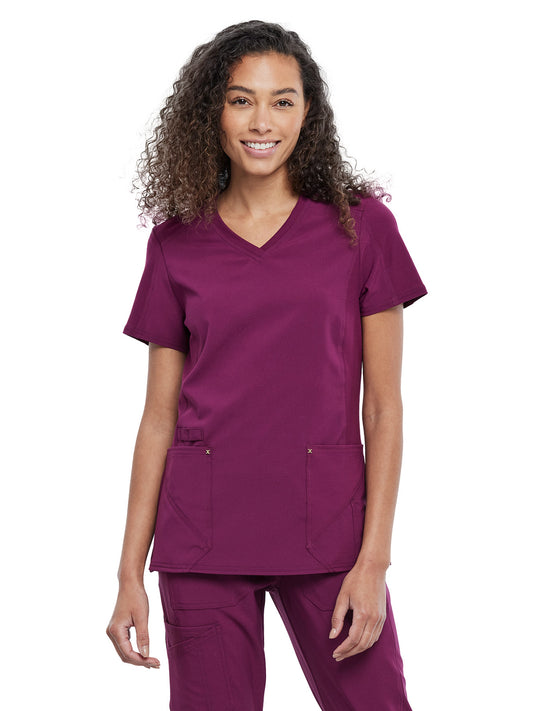 Women's 4-Pocket nitted V-Neck Scrub Top