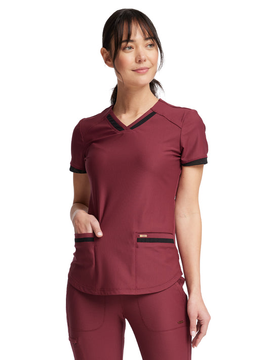 Women's Curved Hemline V-Neck Scrub Top