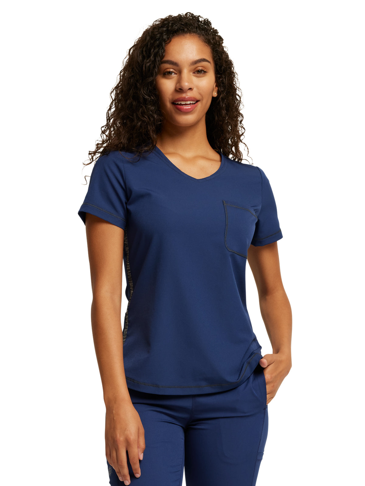 Women's 2-Pocket Rounded V-Neck Top