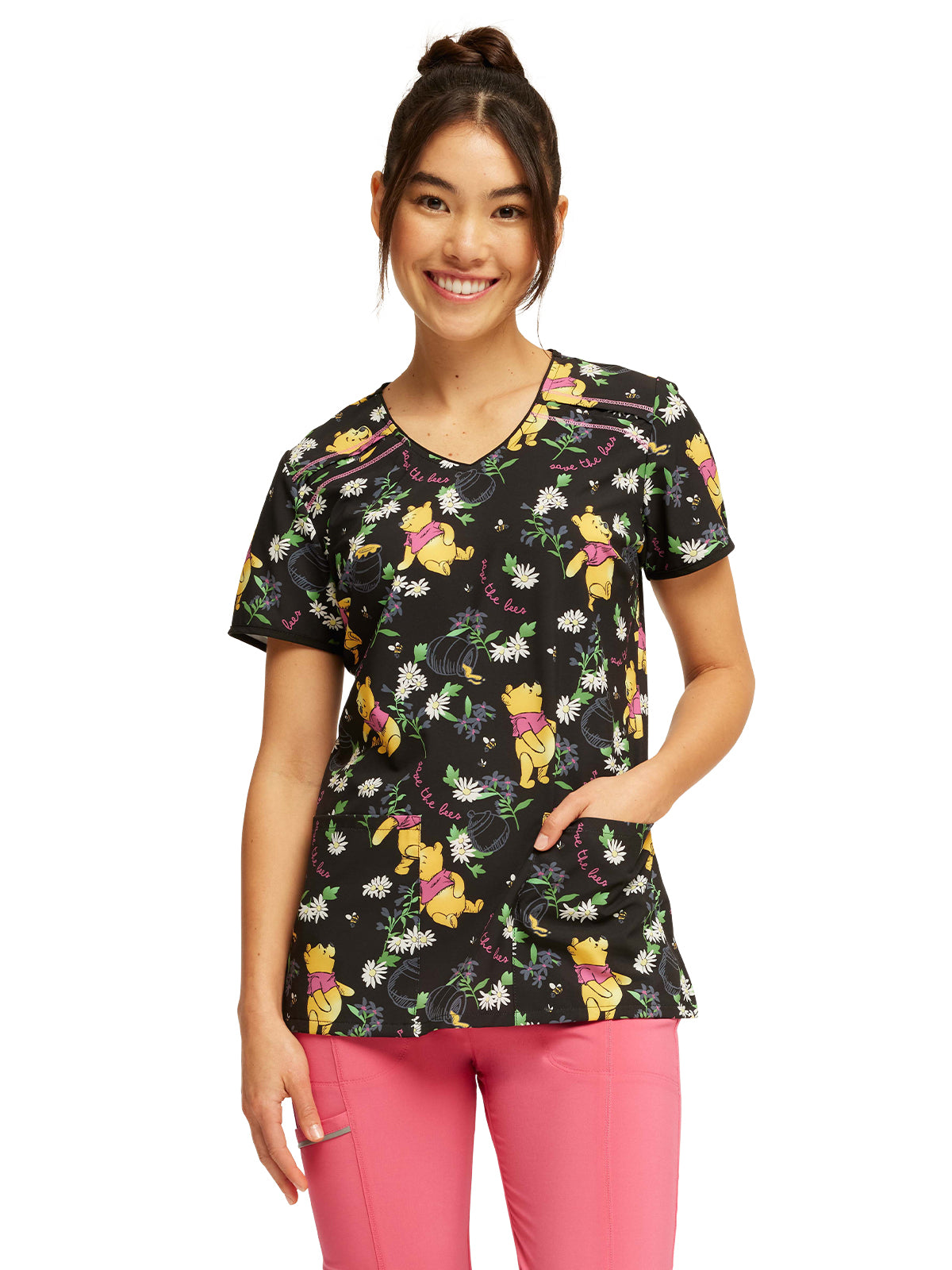 Women's V-Neck Print Scrub Top