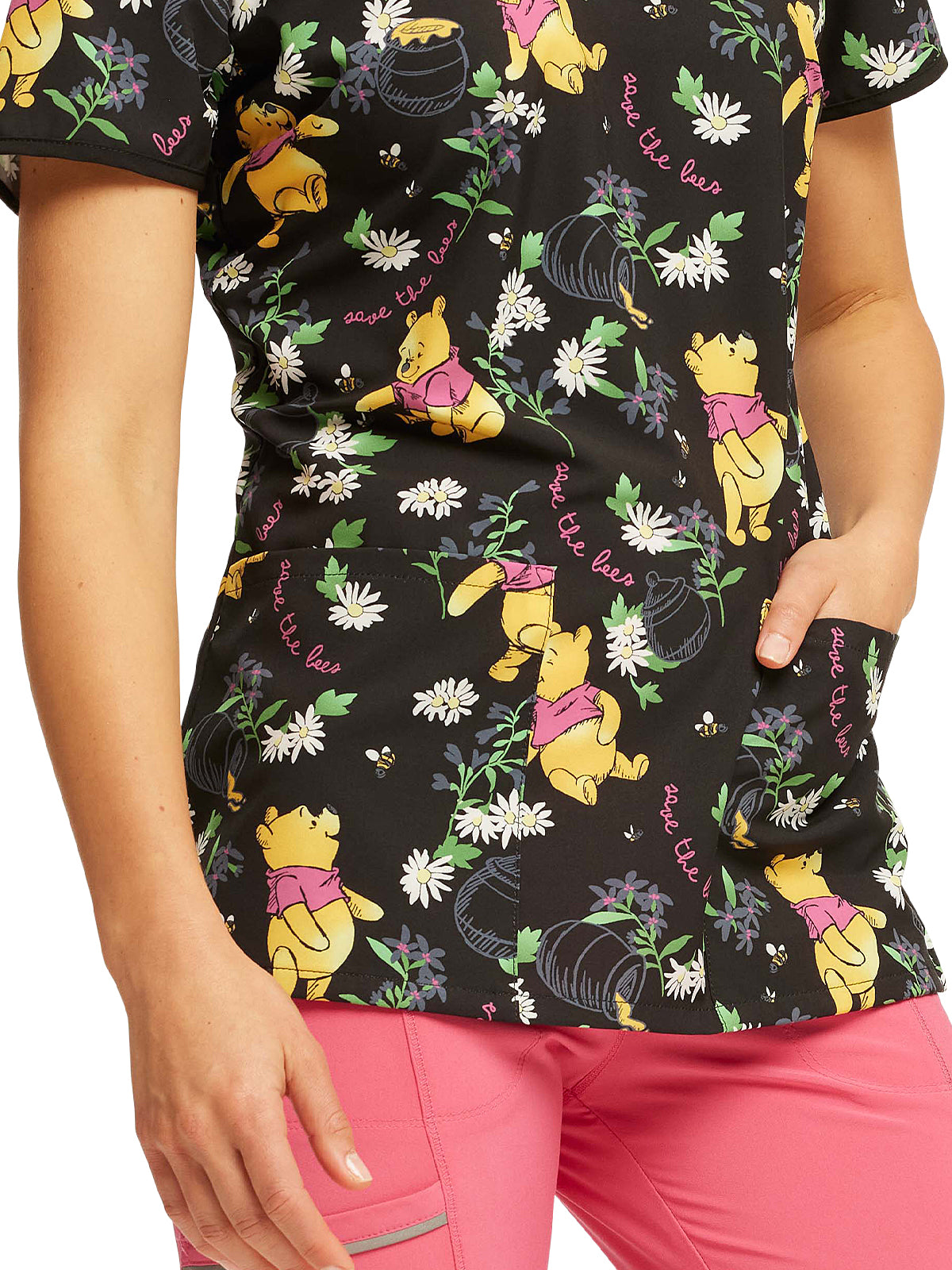 Women's V-Neck Print Scrub Top