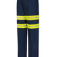 Men's Wrinkle-Resistant Cotton Work Pant - PC20 - Navy with Yellow/Green Visibility Trim